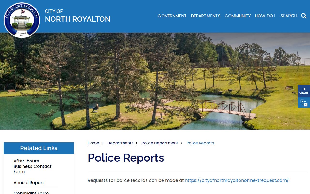 North Royalton neighbors police report request route