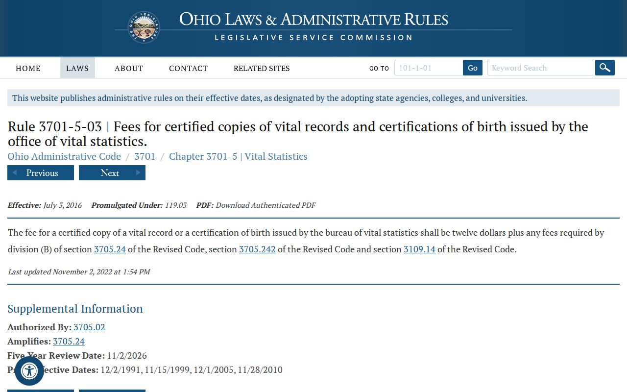 North Royalton previous residents Ohio vital-record fee rule