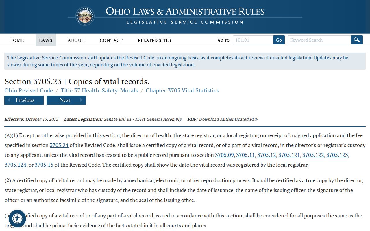 North Royalton previous residents Ohio vital-record issuance law